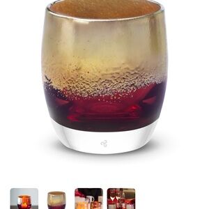 Elegant Gold and Red Glass Candle Holder